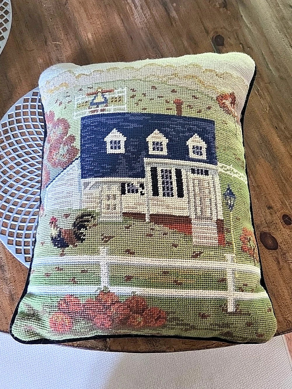 Needlepoint Farmhouse Pillow1